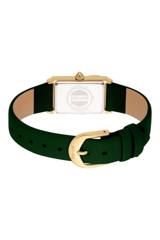 Relógio de quartzo em couro e cristais checos Dolcezza - Verde e dourado