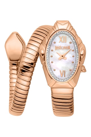 Relógio de quartzo em aço e cristais checos -  Dourado-rosa e branco