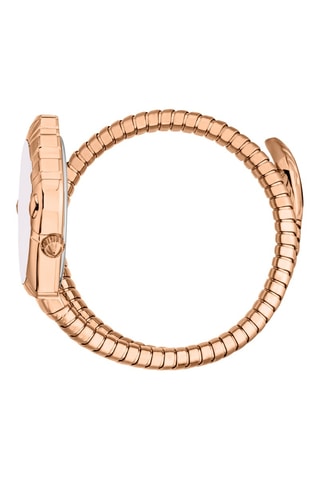 Relógio de quartzo em aço e cristais checos -  Dourado-rosa e branco