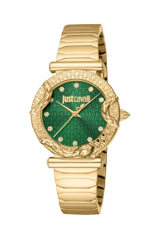 Montre à quartz en acier et cristaux tchèques - Doré et vert