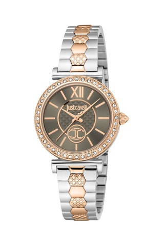 Montre à quartz en acier et cristaux tchèques - Doré rose et argenté