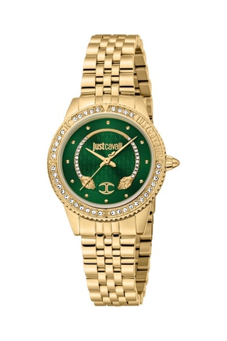 Montre à quartz en acier et cristaux tchèques - Doré et vert