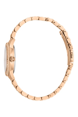 Relógio de quartzo em aço e cristais checos - Dourado-rosa e branco