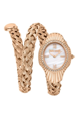Relógio de quartzo em aço e cristais checos -  Dourado-rosa e branco