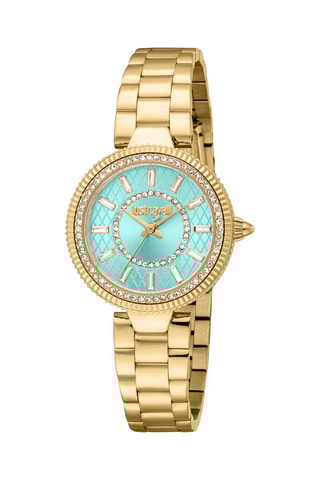 Montre à quartz en acier - Doré et turquoise