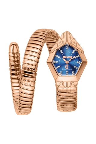 Relógio de quartzo em aço e cristais checos Gemma - Dourado-rosa e azul-escuro