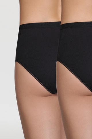 2 culottes côtelées taille haute Pur Coton - Noir