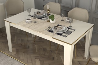 Table à manger Veyron - Gris clair et beige