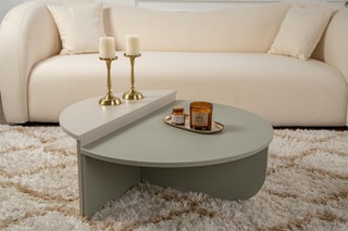 2 tables basses gigognes Orion - Vert et beige