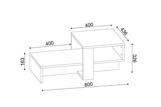 Table basse - Imitation noyer et blanc
