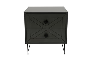 Table de chevet 2 tiroirs Anthracite et noir