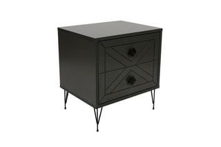 Table de chevet 2 tiroirs Anthracite et noir