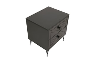 Table de chevet 2 tiroirs Anthracite et noir