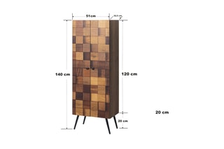 Meuble de rangement 2 portes Kofin - 51 x 140 x 32 cm