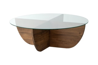 Table basse - Structure en bois massif - Plateau en verre trempé - 90 x 30 x 90 cm