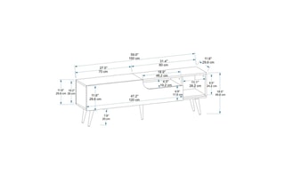 Meuble TV 2 abattants Alba - 150 x 49,6 x 29,6 cm