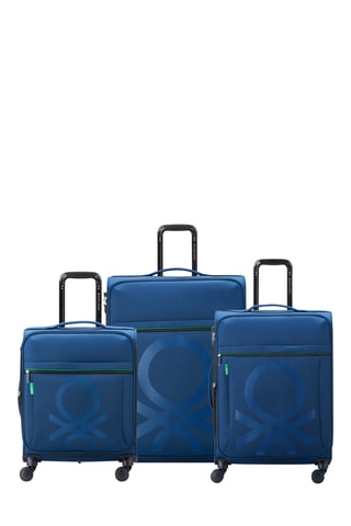 Set de 3 valises Color Block - Bleu marine - 55/66,5/76,5 cm - Bleu marine