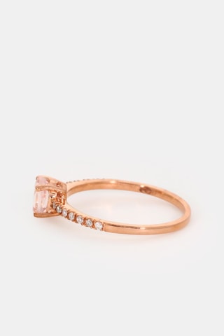 Anel - Ouro rosa, diamantes e quartzo