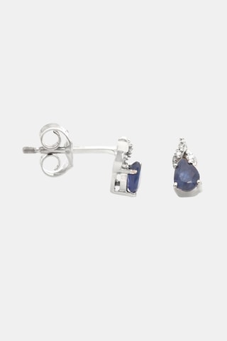 Puces Larme de Saphir - Or blanc, diamants et saphirs