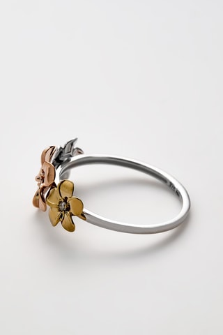 Anel Ikebana - Ouro branco, ouro rosa, ouro amarelo e diamantes