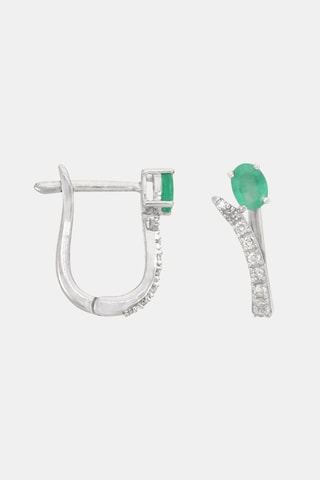 Créoles Belle émeraude - Or blanc et diamants