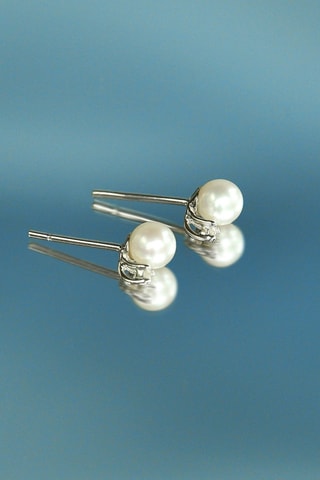 Puces Trio Brillant - Or blanc, diamants et perles de culture