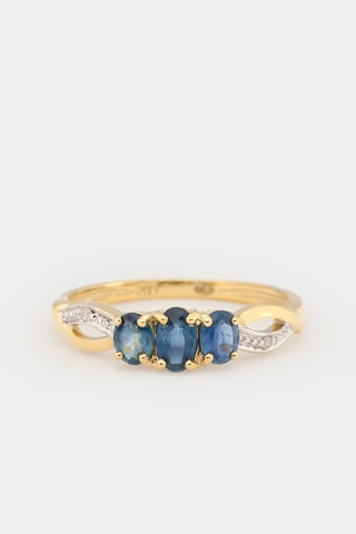Anel Dyon - Ouro amarelo, safiras e diamantes