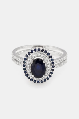 Ring Firenze Nouvelle - Witgoud, Diamanten en Saffieren
