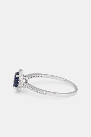 Anel Courtoisie - Ouro branco, diamantes e safira