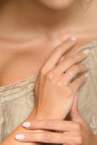 Anel corrente - Ouro branco e diamantes