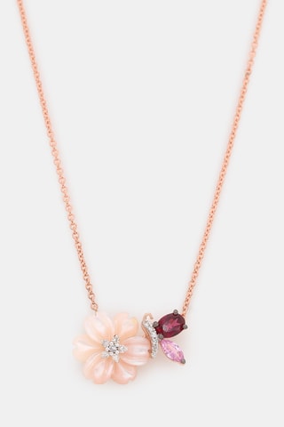 Collier Dorothéa - Or rose, diamants, saphir, rhodonite et nacre