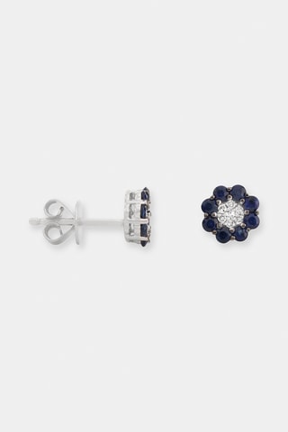 Puces Maelia Or blanc, diamants et saphirs