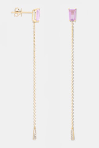 Brincos Stéphanie Ouro amarelo, diamantes e ametistas