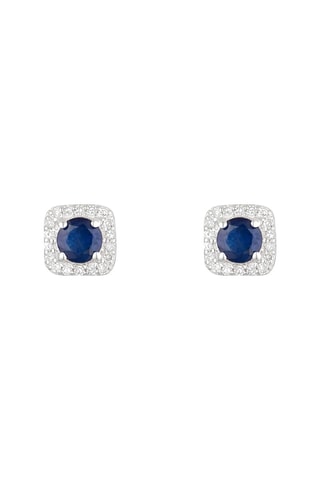 Puces Solitaire bleu Or blanc, diamants et saphirs