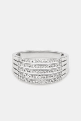Ring met 5 Rijen Diamanten Witgoud en Diamanten