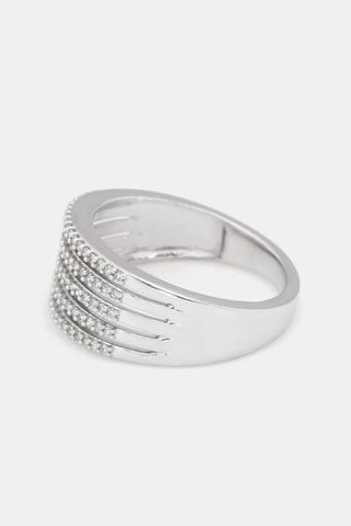 Ring met 5 Rijen Diamanten Witgoud en Diamanten