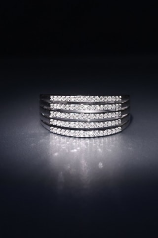 Ring met 5 Rijen Diamanten Witgoud en Diamanten