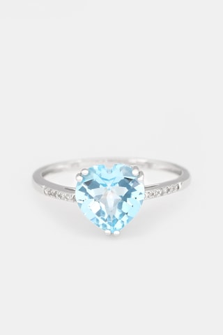 Anel Nimué Ouro branco, diamantes e topázio