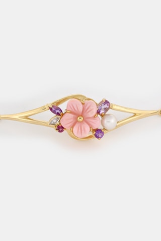 Armband Norina - Geelgoud, Diamant, Amethisten en Parelmoer