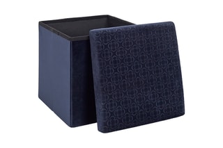 Baú pufe dobrável Retro Azul