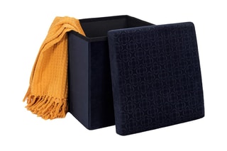 Baú pufe dobrável Retro Azul
