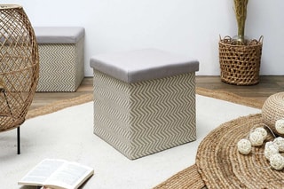 Baú pufe dobrável Mirage 38 x 38 x 38 cm - Cinzento
