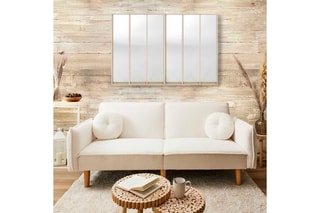 Sofá convertível Hygge - Natural e branco - 2 lugares - Revestimento bouclette