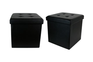 Pufe-baú dobrável Preto