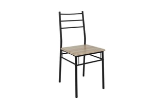 Conjunto de sala de jantar Loka Imitação madeira clara e preto