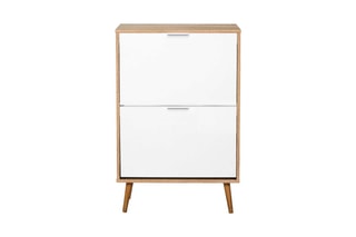 Sapateira 2 portas - Natural e branco