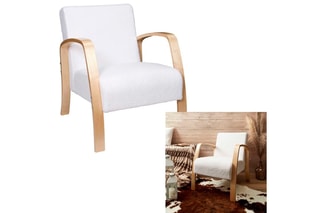 Cadeirão Hella Hygge - Natural e branco - Revestimento bouclette