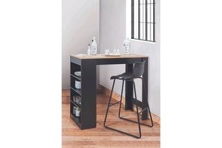 Mesa de bar alta Preto e imitação madeira