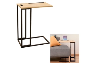 Mesa de sofá Imitação madeira e preto