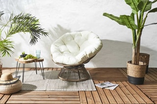 Cadeirão Cancun - Branco e natural - Revestimento tecido impermeável
